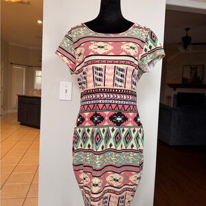 Annabelle USA Aztec Print Stretch Bodycon Dress 2X